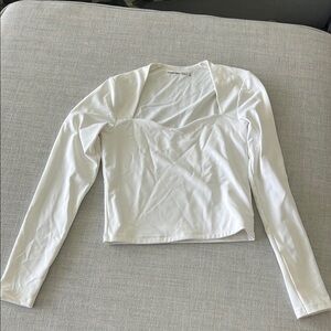 Abercrombie & Fitch White Fitted Asymmetrical Blouse